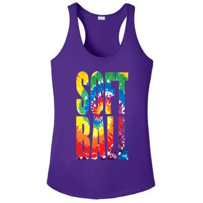 Softball Retro Tie Dye Ladies PosiCharge Competitor Racerback Tank