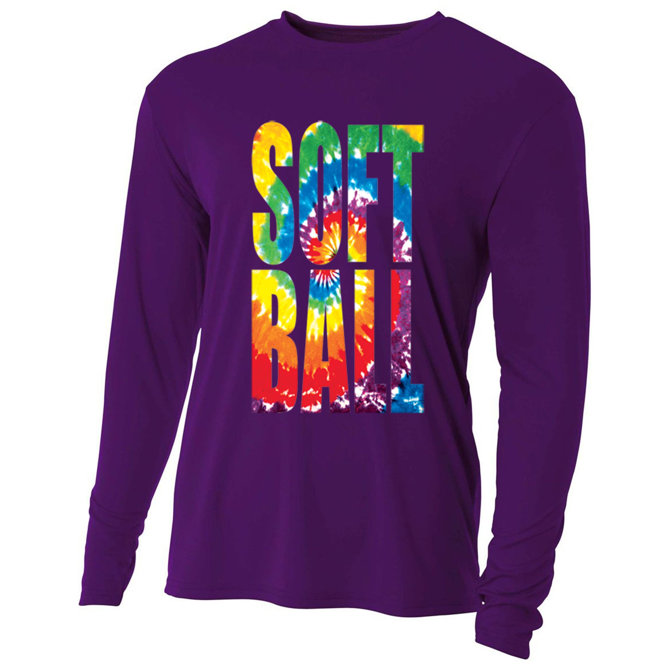 Softball Retro Tie Dye Cooling Performance Long Sleeve Crew
