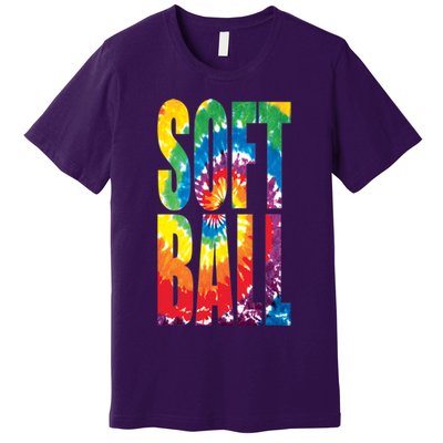 Softball Retro Tie Dye Premium T-Shirt