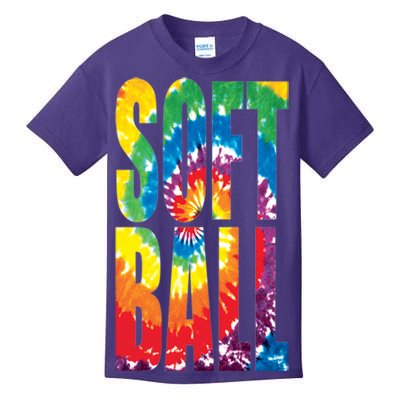 Softball Retro Tie Dye Kids T-Shirt