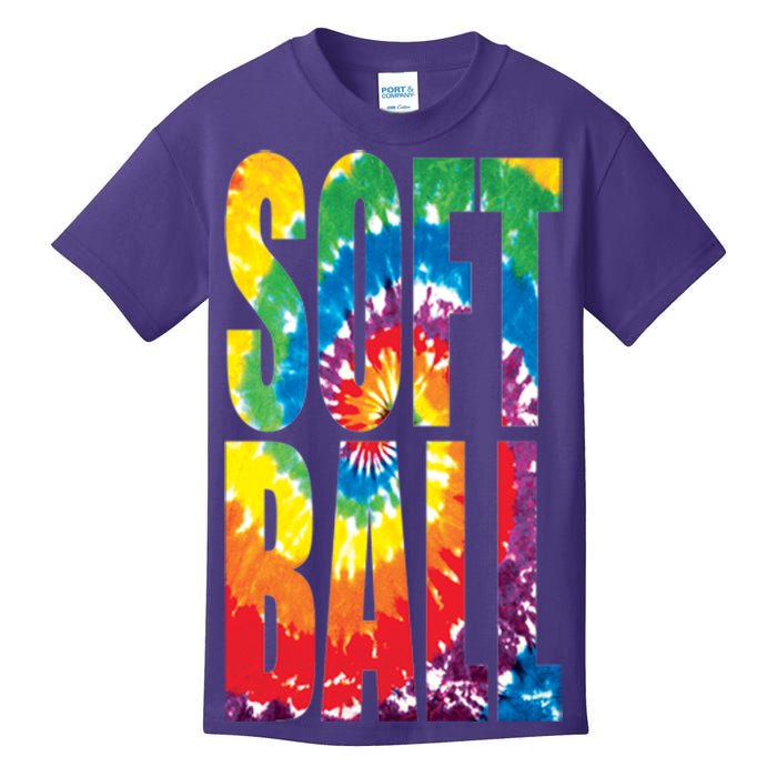 Softball Retro Tie Dye Kids T-Shirt