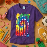 Softball Retro Tie Dye Kids T-Shirt