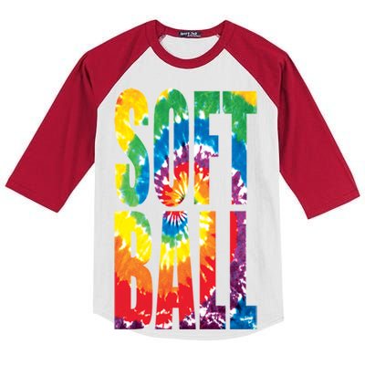 Softball Retro Tie Dye Kids Colorblock Raglan Jersey