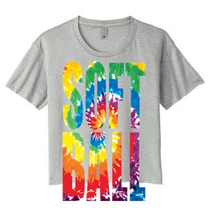 Softball Retro Tie Dye Women's Crop Top Tee