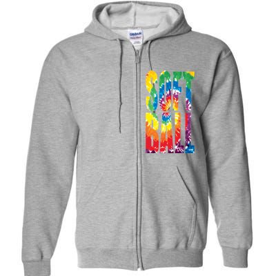 Softball Retro Tie Dye Full Zip Hoodie