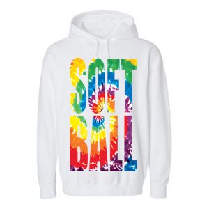 Softball Retro Tie Dye Garment-Dyed Fleece Hoodie