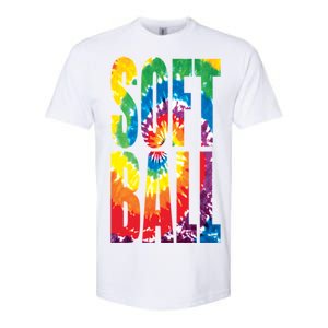 Softball Retro Tie Dye Softstyle CVC T-Shirt