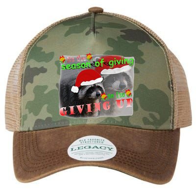 Season Of Giving So IM Giving Up Sad Raccoon Ugly Christmas Legacy Tie Dye Trucker Hat