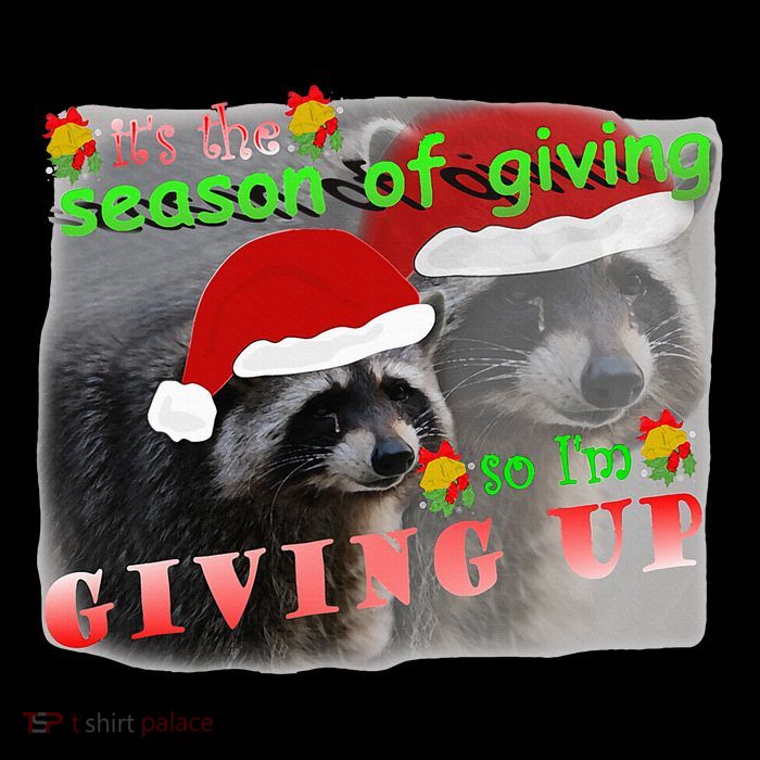 Season Of Giving So IM Giving Up Sad Raccoon Ugly Christmas Tall T-Shirt