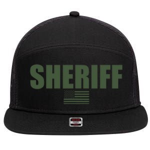 Sheriff Od Green On Duty Uniform 7 Panel Mesh Trucker Snapback Hat