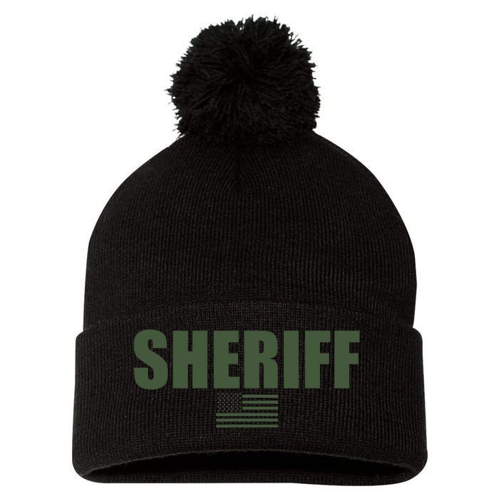 Sheriff Od Green On Duty Uniform Pom Pom 12in Knit Beanie