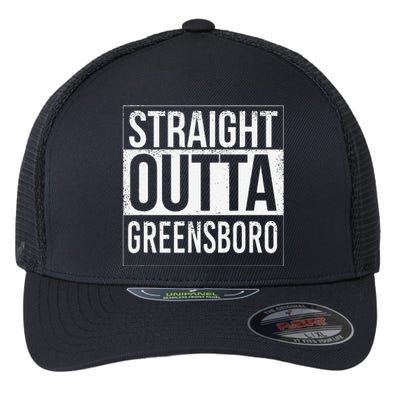 Straight Outta Greensboro Usa American Hometown City Flexfit Unipanel Trucker Cap