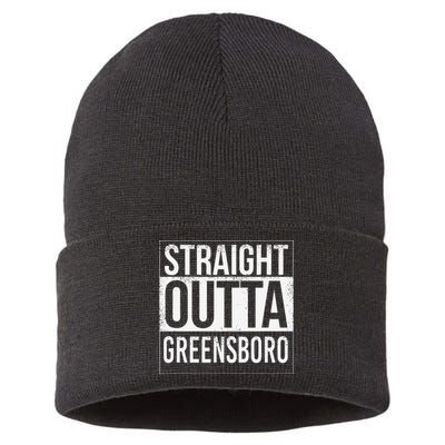 Straight Outta Greensboro Usa American Hometown City Sustainable Knit Beanie