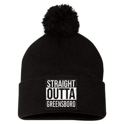 Straight Outta Greensboro Usa American Hometown City Pom Pom 12in Knit Beanie