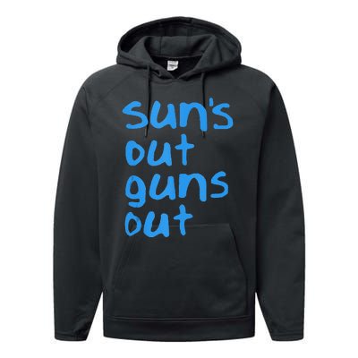 Suns Out Guns Out Retro 80s Nerd Geek Graphic Performance Fleece Hoodie