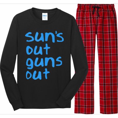 Suns Out Guns Out Retro 80s Nerd Geek Graphic Long Sleeve Pajama Set