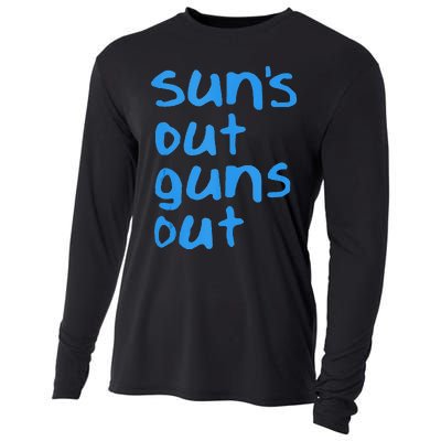 Suns Out Guns Out Retro 80s Nerd Geek Graphic Cooling Performance Long Sleeve Crew