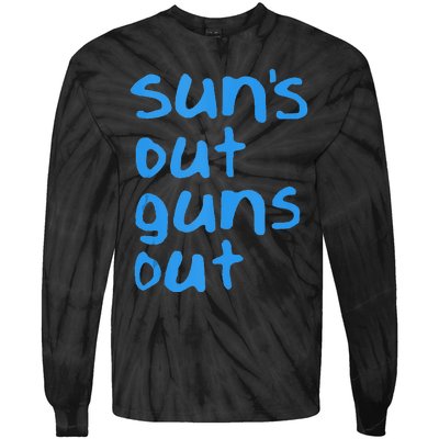 Suns Out Guns Out Retro 80s Nerd Geek Graphic Tie-Dye Long Sleeve Shirt