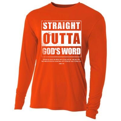 Straight Outta Gods Word John 3 16 Jesus Christian Lord Gift Cooling Performance Long Sleeve Crew