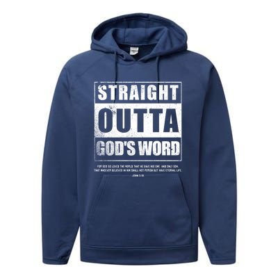 Straight Outta Gods Word John 3 16 Jesus Christian Lord Gift Performance Fleece Hoodie