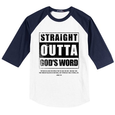 Straight Outta Gods Word John 3 16 Jesus Christian Lord Gift Baseball Sleeve Shirt