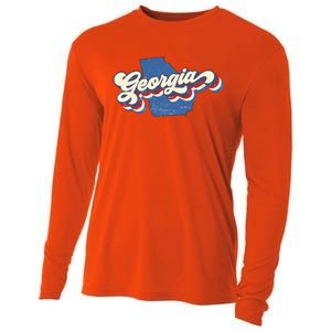 State Of Georgia Retro Logo Cooling Performance Long Sleeve Crew