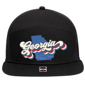 State Of Georgia Retro Logo 7 Panel Mesh Trucker Snapback Hat