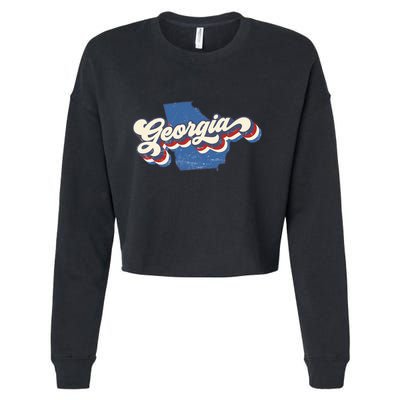 State Of Georgia Retro Logo Cropped Pullover Crew
