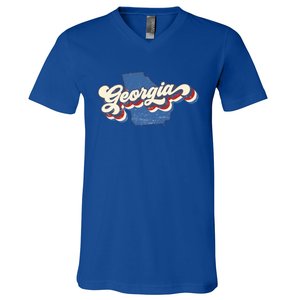 State Of Georgia Retro Logo V-Neck T-Shirt