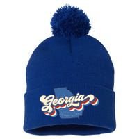 State Of Georgia Retro Logo Pom Pom 12in Knit Beanie