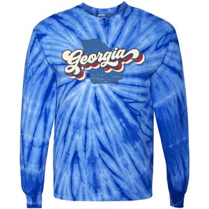 State Of Georgia Retro Logo Tie-Dye Long Sleeve Shirt