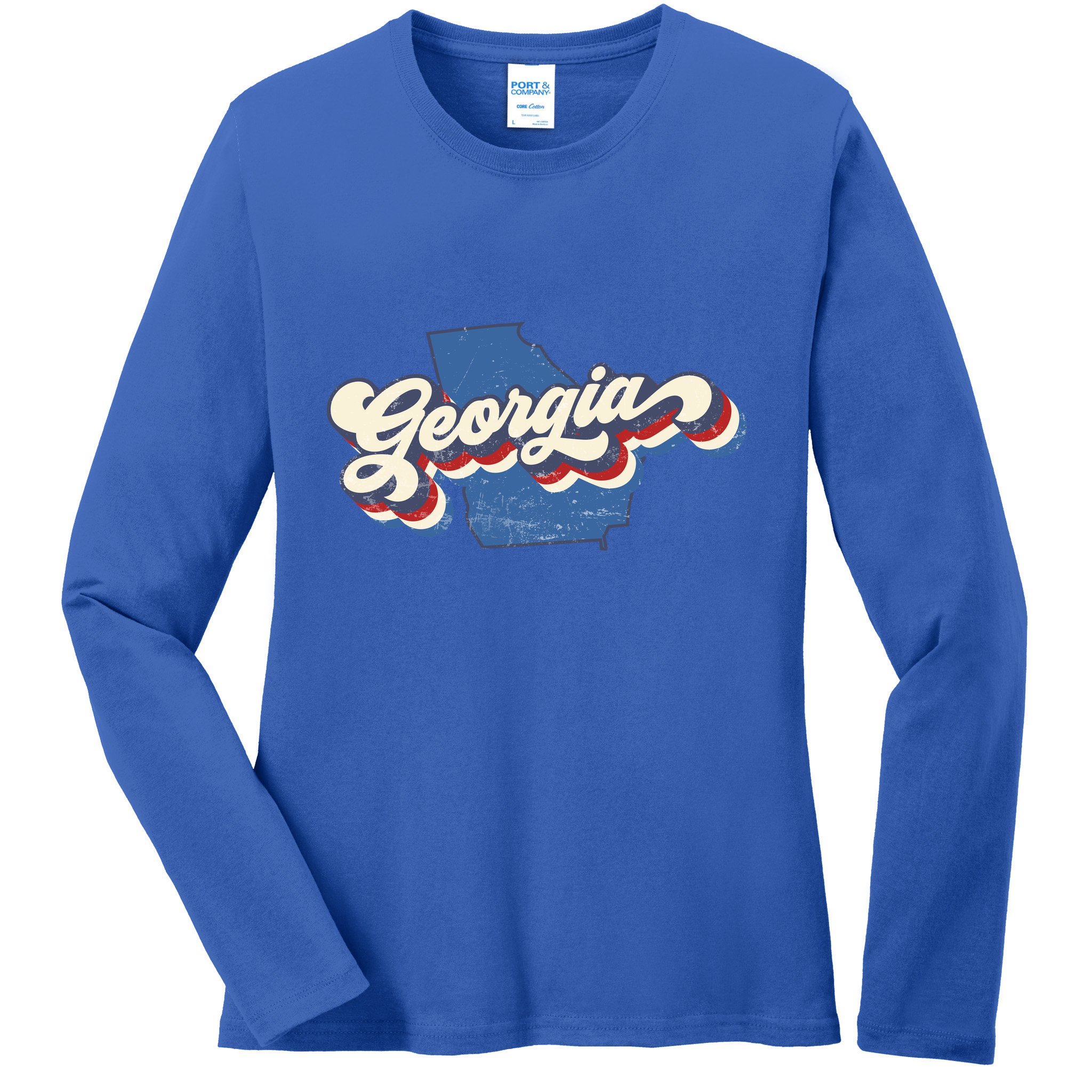 State Of Georgia Retro Logo Ladies Long Sleeve Shirt