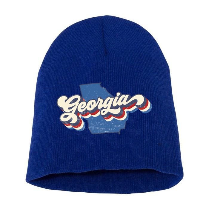 State Of Georgia Retro Logo Short Acrylic Beanie