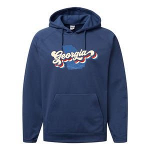 State Of Georgia Retro Logo Performance Fleece Hoodie