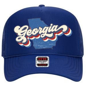 State Of Georgia Retro Logo High Crown Mesh Back Trucker Hat