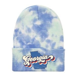 State Of Georgia Retro Logo Tie Dye 12in Knit Beanie