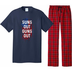 Suns Out Guns Out Men Women 4th Of July USA Flag Gift Pajama Set