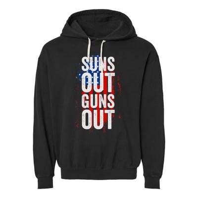 Suns Out Guns Out Tank Top Men Women 4th Of July USA Flag Garment-Dyed Fleece Hoodie