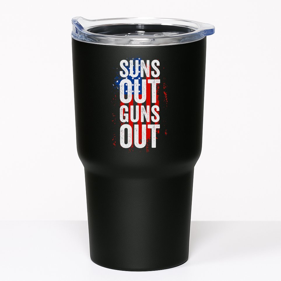 Suns Out Guns Out Tank Top Men Women 4th Of July USA Flag Tumbler
