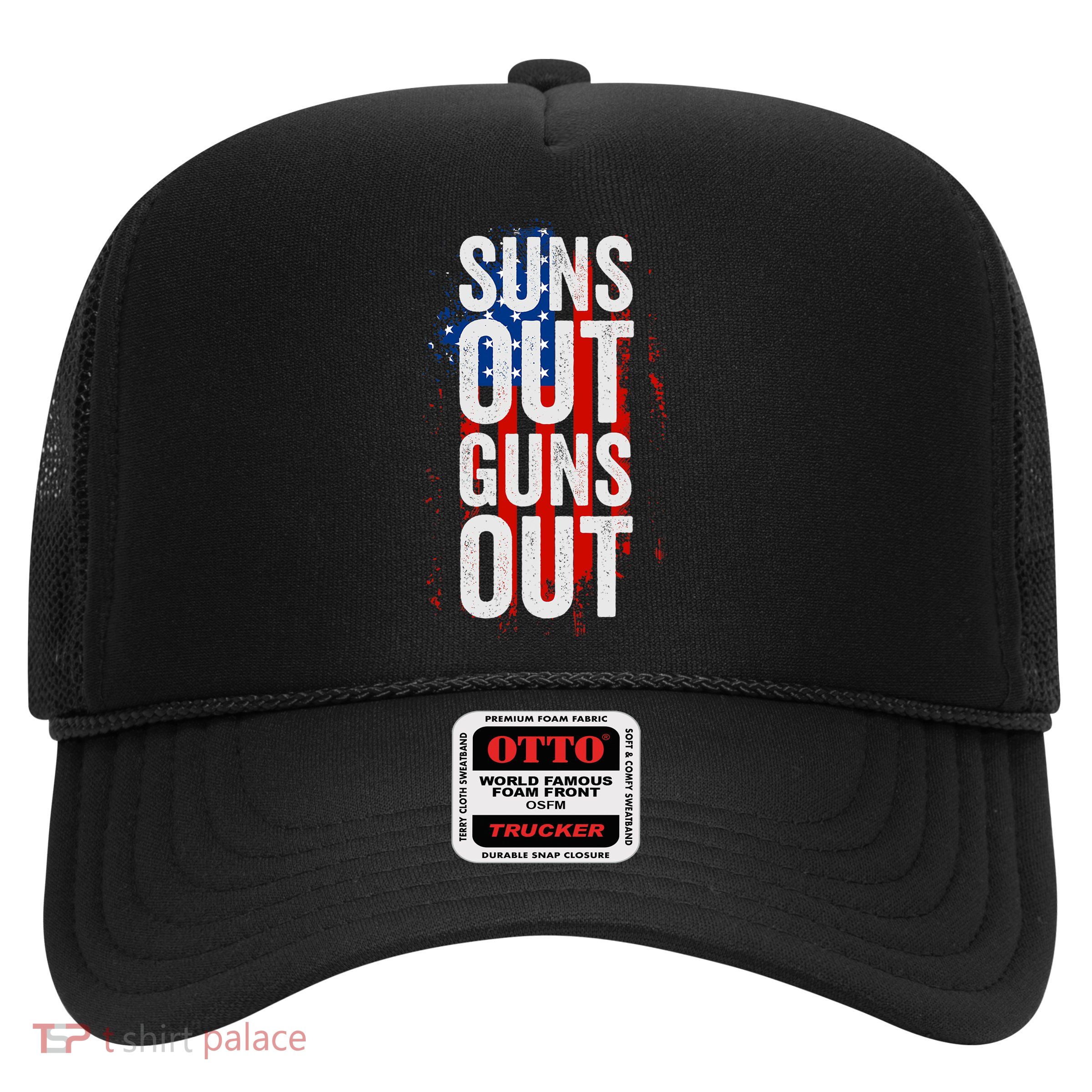 Suns Out Guns Out Tank Top Men Women 4th Of July USA Flag Trucker Hat