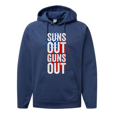 Suns Out Guns Out Tank Top Men Women 4th Of July USA Flag Performance Fleece Hoodie