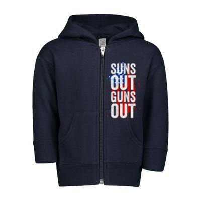 Suns Out Guns Out Tank Top Men Women 4th Of July USA Flag Toddler Zip Fleece Hoodie