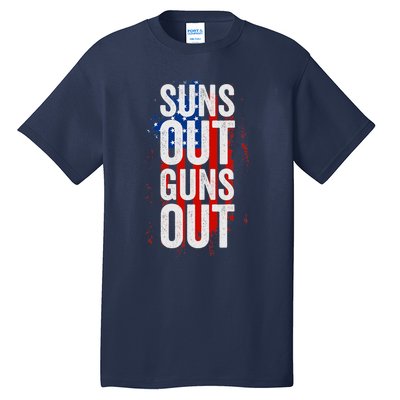 Suns Out Guns Out Tank Top Men Women 4th Of July USA Flag Tall T-Shirt