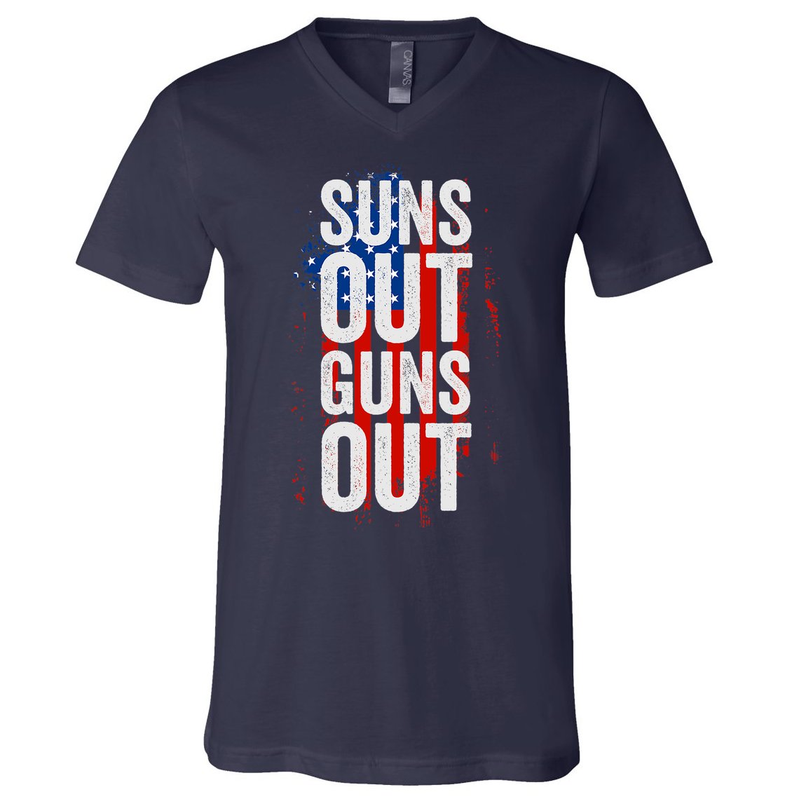 Suns Out Guns Out Tank Top Men Women 4th Of July USA Flag V-Neck T-Shirt
