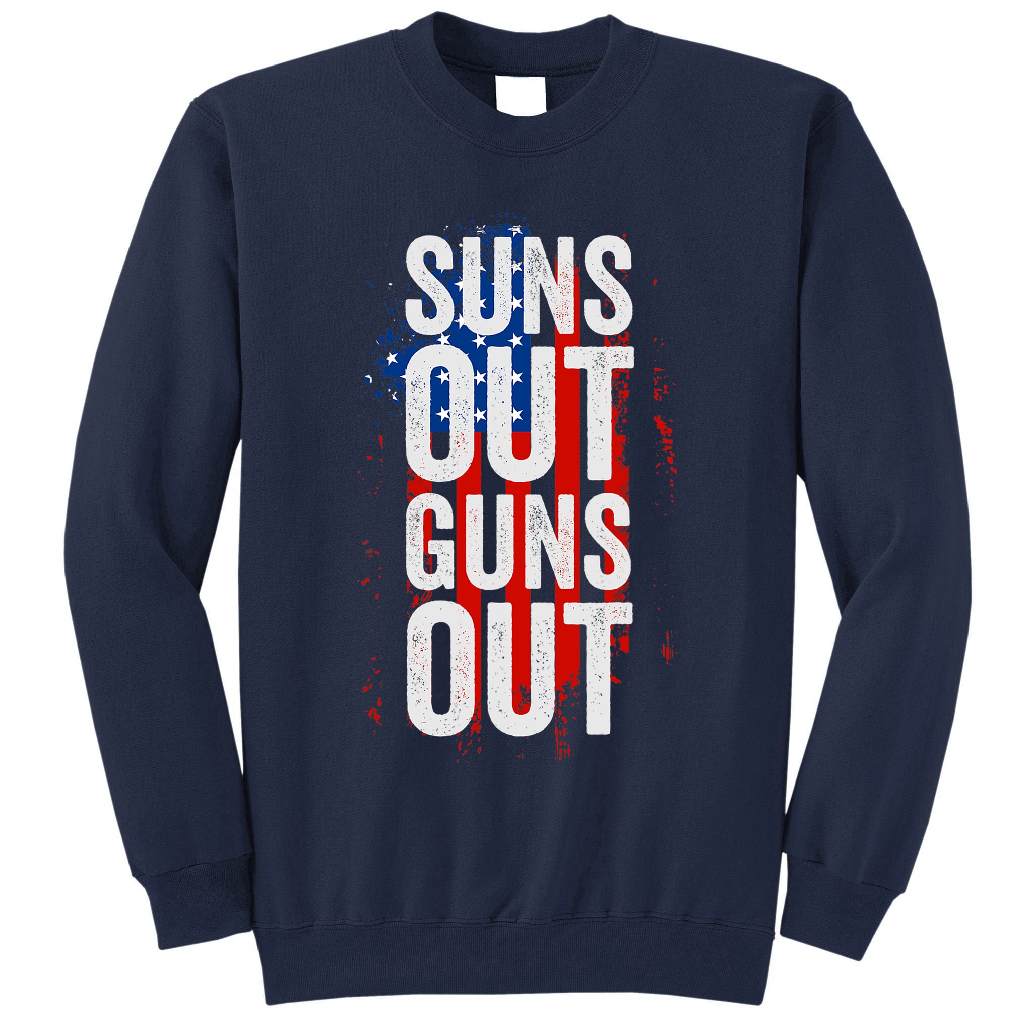 Suns Out Guns Out Tank Top Men Women 4th Of July USA Flag Tall Sweatshirt