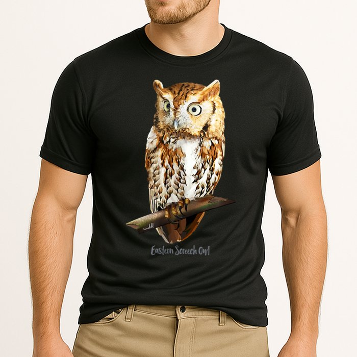 Screech Owl Graphic Birder Wildlife Bird Watching Cooling Performance Crew T-Shirt