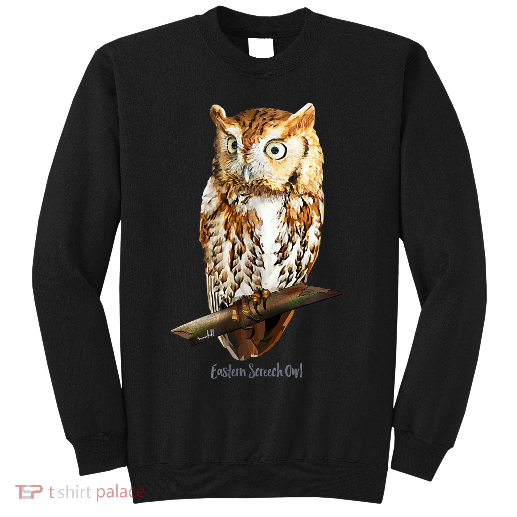 Screech Owl Graphic Birder Wildlife Bird Watching Sweatshirt