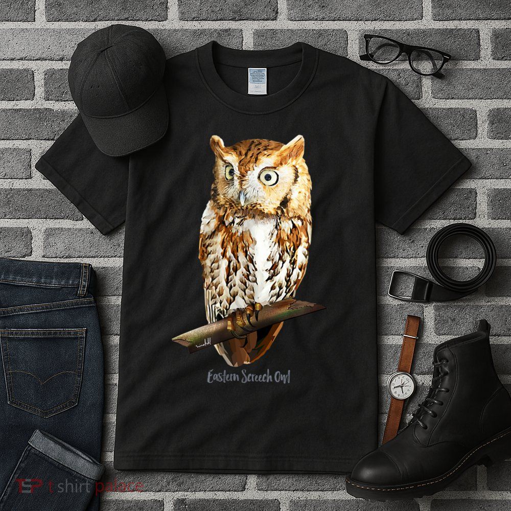 Screech Owl Graphic Birder Wildlife Bird Watching Tall T-Shirt