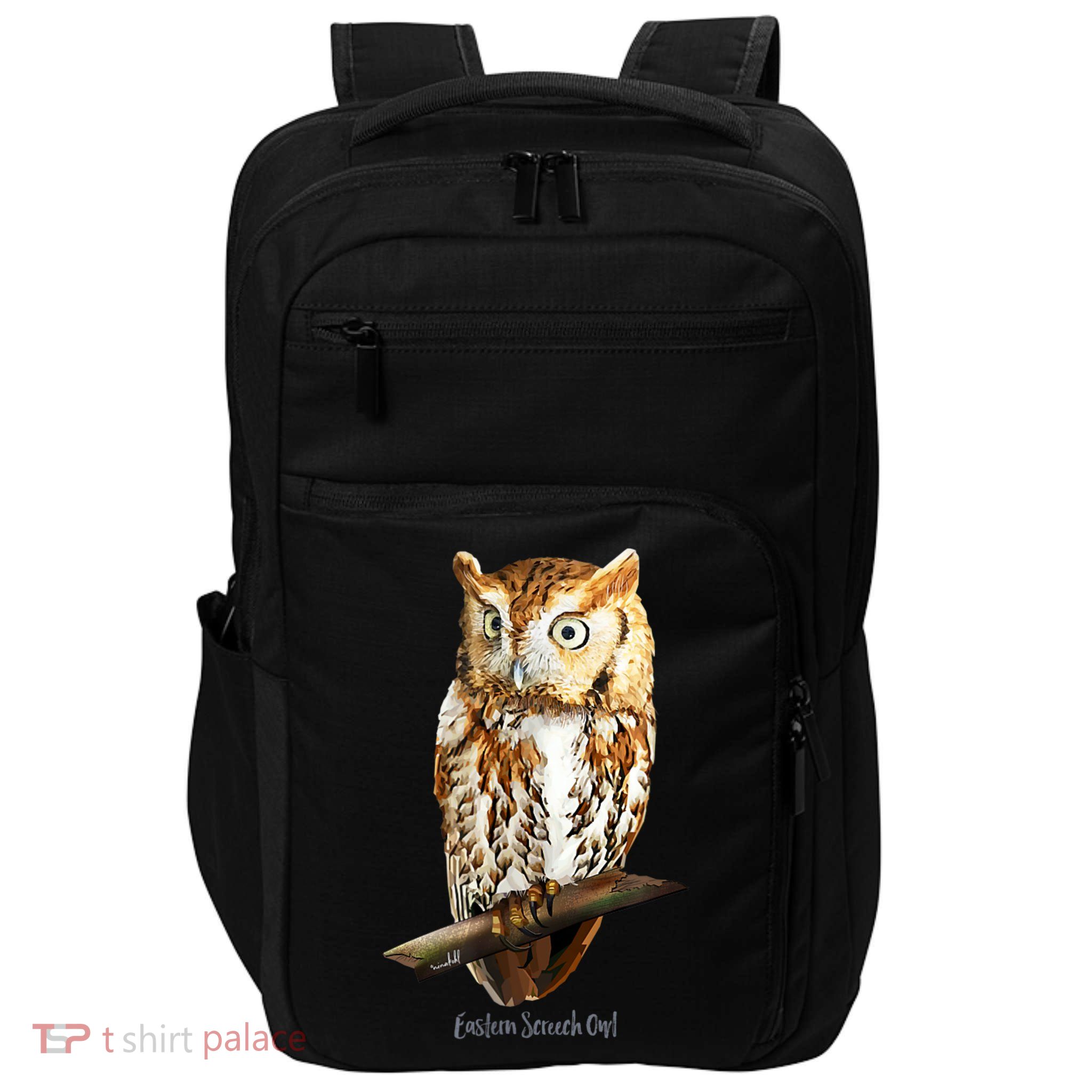 Screech Owl Graphic Birder Wildlife Bird Watching Impact Tech Backpack