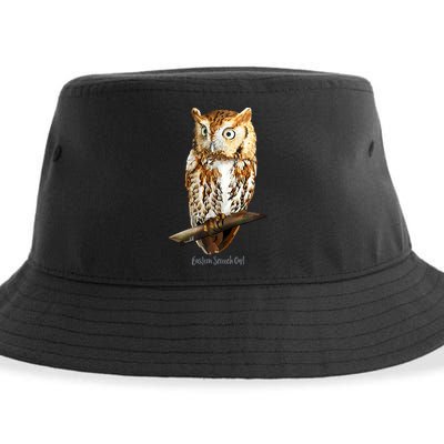 Screech Owl Graphic Birder Wildlife Bird Watching Sustainable Bucket Hat